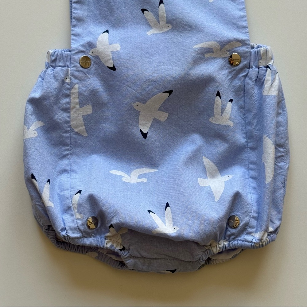 Jacadi Boys Light Blue Seagull Print Bubble Romper - Size 3M - Picture 3 of 16